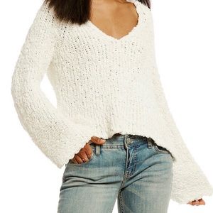 Free People Sand Dune V-Neck Ivory sweater NWT S